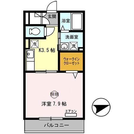 メルレット(1K/2階)の間取り写真