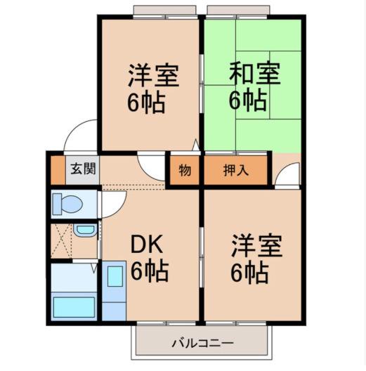 メゾンドール小木(3DK/1階)の間取り写真
