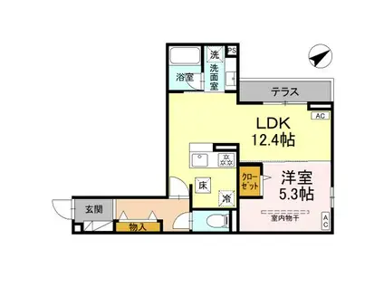 アイスフィルド相模原(1LDK/1階)の間取り写真