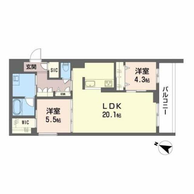 シャーメゾン リバーサイド(2LDK/4階)の間取り写真