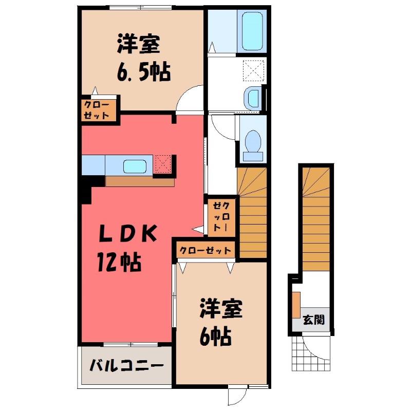 SKM9号館(2LDK/2階)の間取り写真