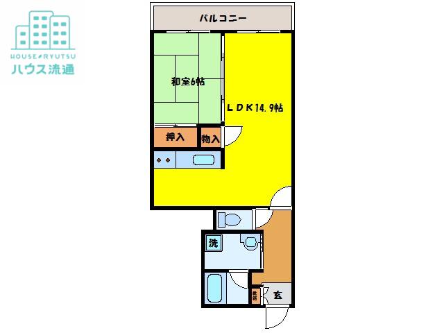 ファミーユオランダ通(1LDK/3階)の間取り写真