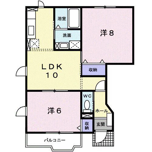 フェリチタK(2LDK/1階)の間取り写真