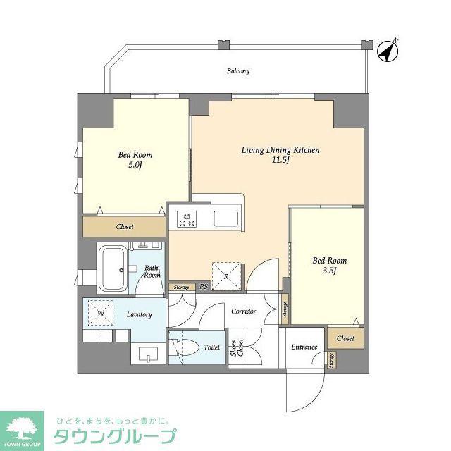 リテラス三ノ輪ウエスト(2LDK/7階)の間取り写真