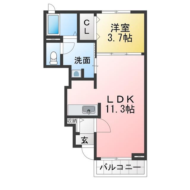 ドゥメゾンB(1LDK/1階)の間取り写真
