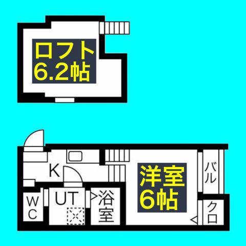 ボヌール中村公園(1K/2階)の間取り写真