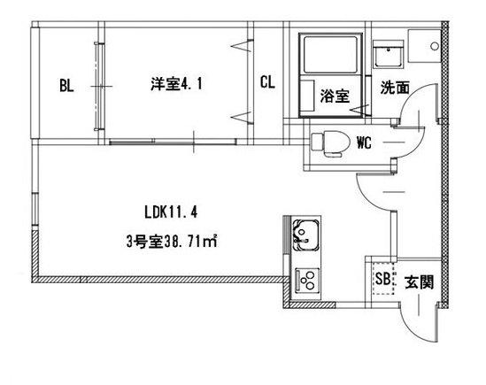 メゾンクレール御領(1LDK/2階)の間取り写真