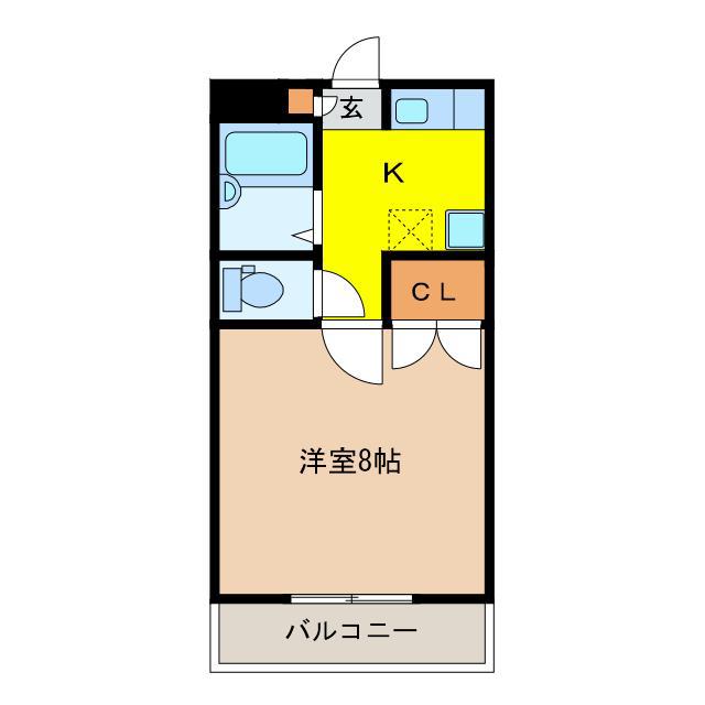 KDハイツ峰B棟(1K/2階)の間取り写真