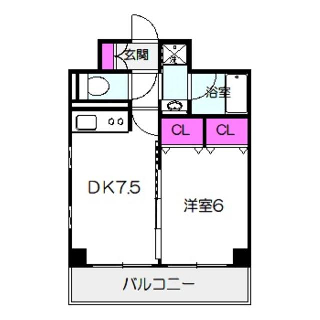 TSカーサSECONDO(1DK/7階)の間取り写真