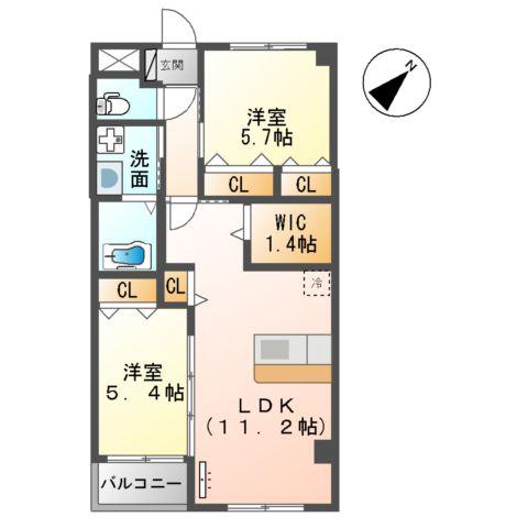 セントレーナ吉野(2LDK/2階)の間取り写真