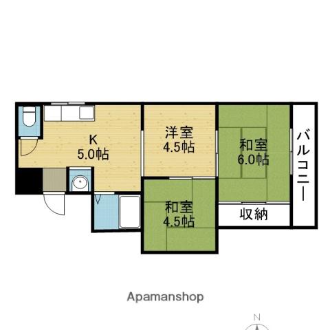 クリスタルハイツ(3K/6階)の間取り写真