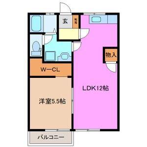 メープルマツモト(1LDK/1階)の間取り写真