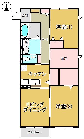 ハウスオブハーディーII(2SLDK/2階)の間取り写真