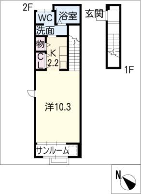A LA DEL CIEROII(1K/2階)の間取り写真