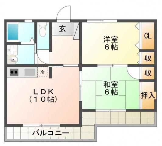 グリーンハイツヤマモ(2LDK/2階)の間取り写真