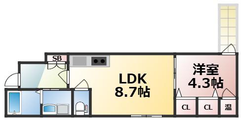 わいわいハウス平野(1LDK/3階)の間取り写真