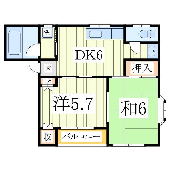 YSフローネ(2DK/2階)の間取り写真