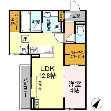 DCREST新川S(1LDK/1階)の間取り写真