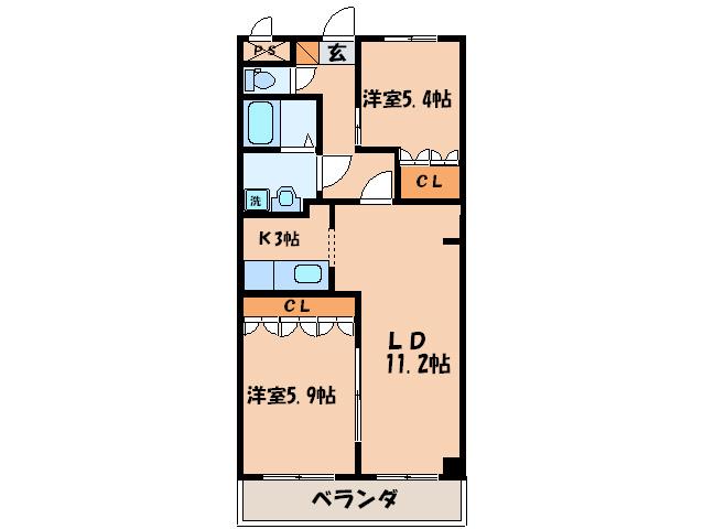 カサ・フェルメール(2LDK/2階)の間取り写真