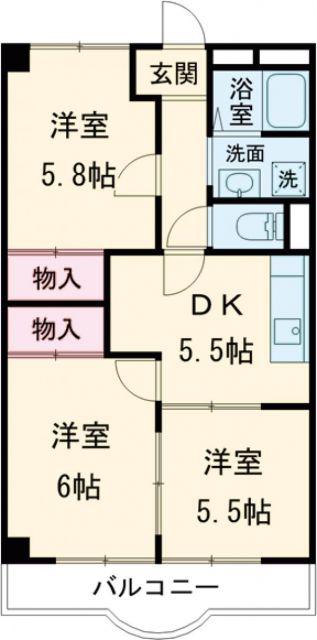 OASIS MAKINO(3DK/3階)の間取り写真