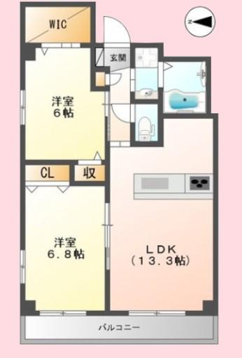 LE CIEL BLEU(2LDK/3階)の間取り写真