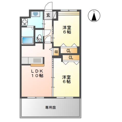 サザンクロス(2LDK/1階)の間取り写真
