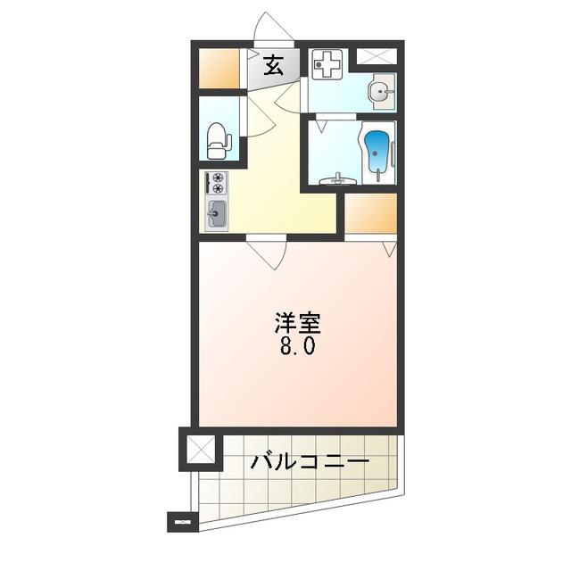 アドバンス大阪フェリシア(1K/2階)の間取り写真