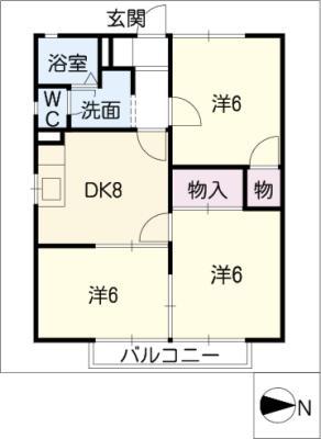 フィオーレ(3DK/1階)の間取り写真