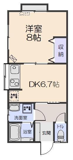 COCO HOUSE TAMAI B(1DK/2階)の間取り写真