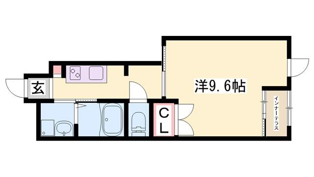 KORO SHINE網干(1K/1階)の間取り写真