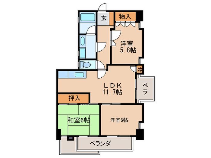 福星マンション A棟(3LDK/3階)の間取り写真