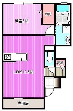 グランツコート三笠 A棟(1LDK/1階)の間取り写真
