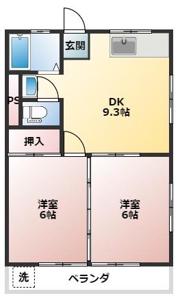T&Kハイツ(2DK/1階)の間取り写真