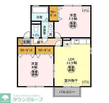 リビングタウン野田A・B・C(2LDK/2階)の間取り写真