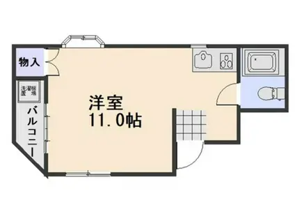 スカイコテージ三野(ワンルーム/2階)の間取り写真