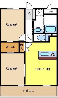 ハーモニー本郷(2LDK/3階)の間取り写真