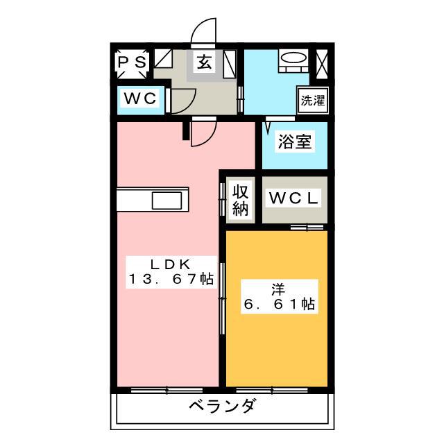 田畑ハイツそれいゆII(1LDK/1階)の間取り写真