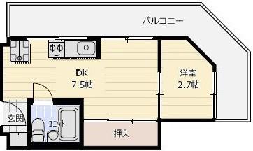 ペシュ七番館(1LDK/5階)の間取り写真