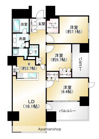 グランドメゾン百道浜オーシャン&フォレスト(3LDK/10階)の間取り写真