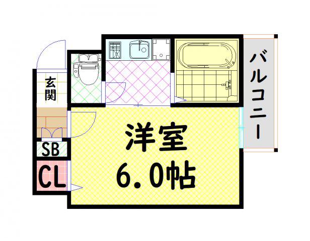 プレサンス難波ウエスト(1K/2階)の間取り写真