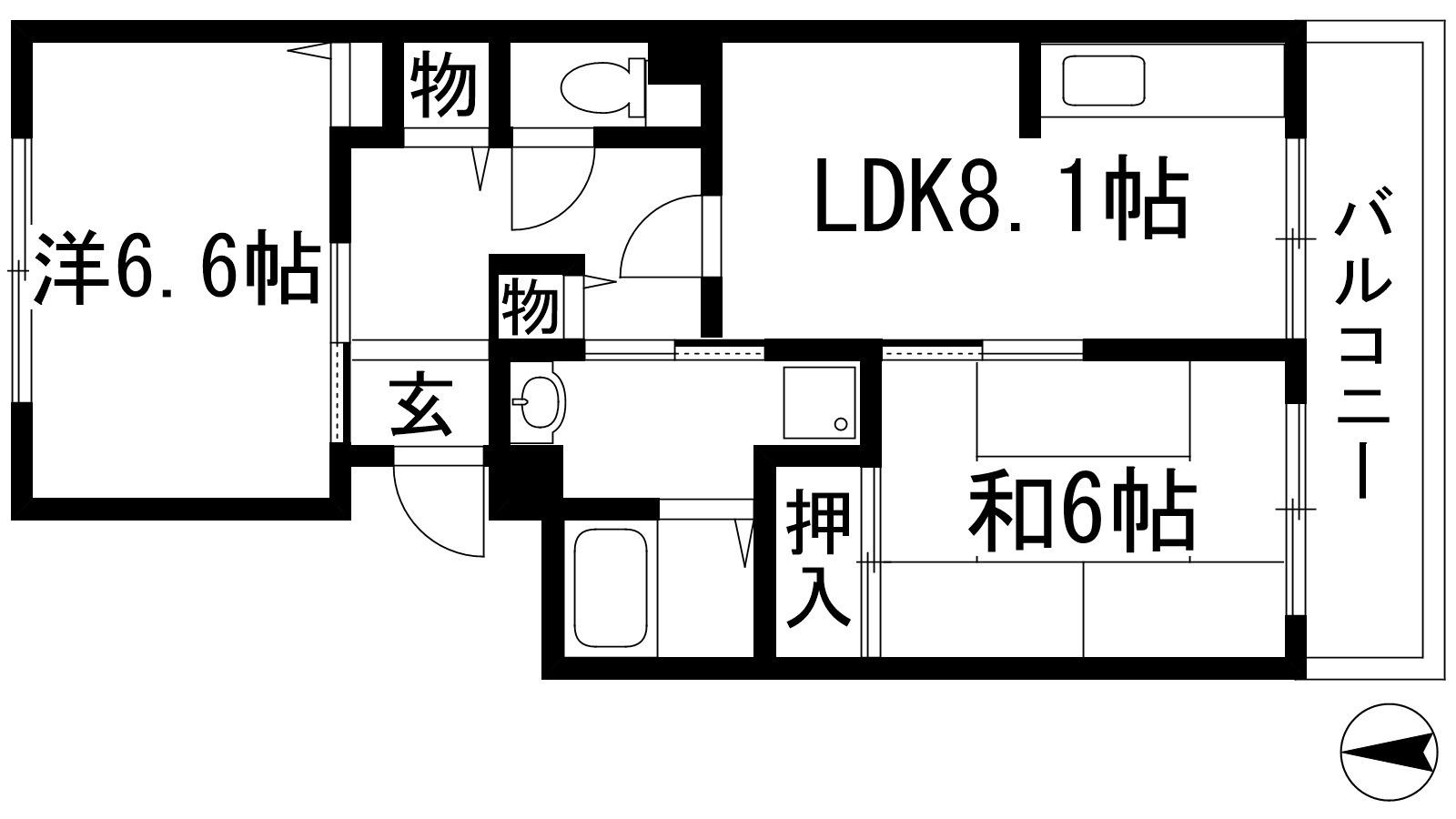 フレール宝塚御殿山 7号棟(2LDK/1階)の間取り写真