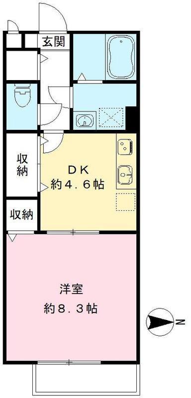 シャンブル(1DK/1階)の間取り写真