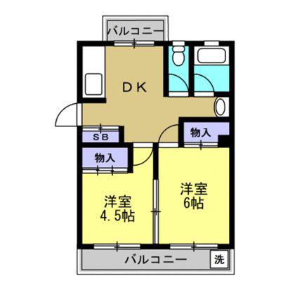 さがみ野東洋マンション(2DK/2階)の間取り写真