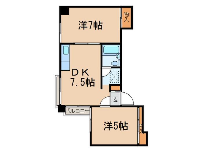 溝の口グリーンハイツ(2DK/3階)の間取り写真