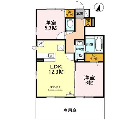 ファヴォーレIII(2LDK/1階)の間取り写真
