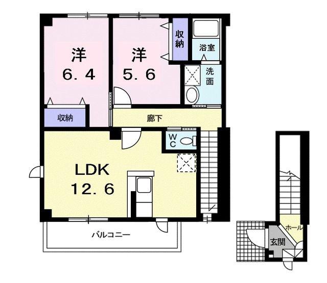 ブラン・エールII(2LDK/2階)の間取り写真