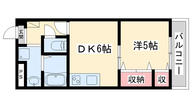 マンション美苑(1DK/5階)の間取り写真