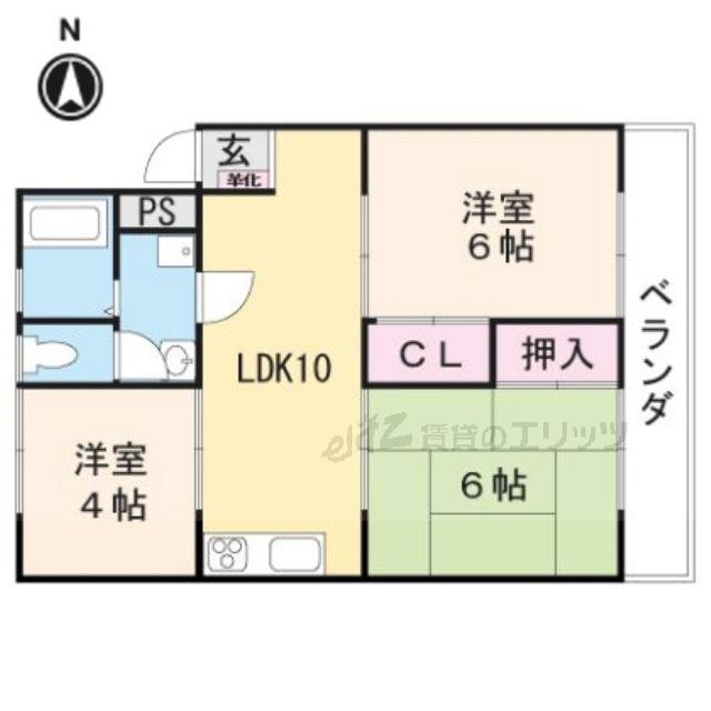 清水マンション(3DK/1階)の間取り写真