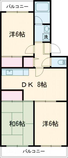サンモール福生(3DK/1階)の間取り写真