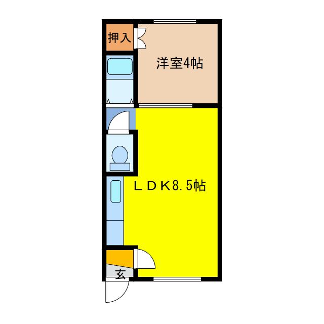 グランツ末広5(1DK/1階)の間取り写真